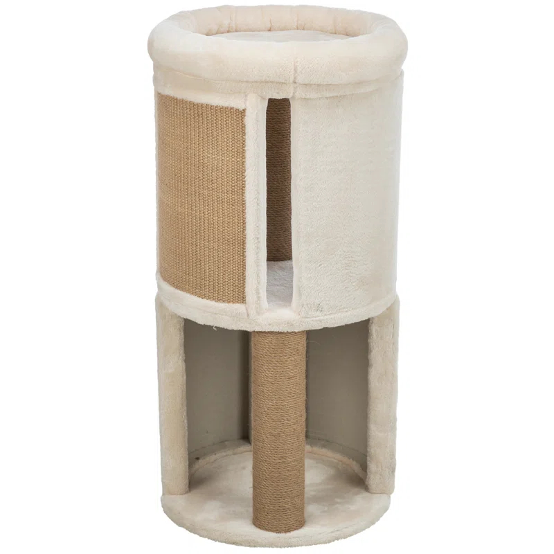 TRIXIE TRIXIE Giorgia 32-in Cat Tower, Combo Plush & Sisal Covered Surfaces, Scratching Posts, Indoor Cat Condo with Padded Bed