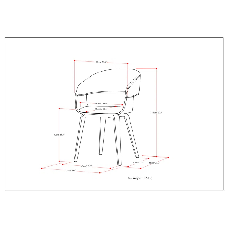 Lowell Bentwood Upholstered Dining Chair with Curved Backrest in Mid-Century Modern Style