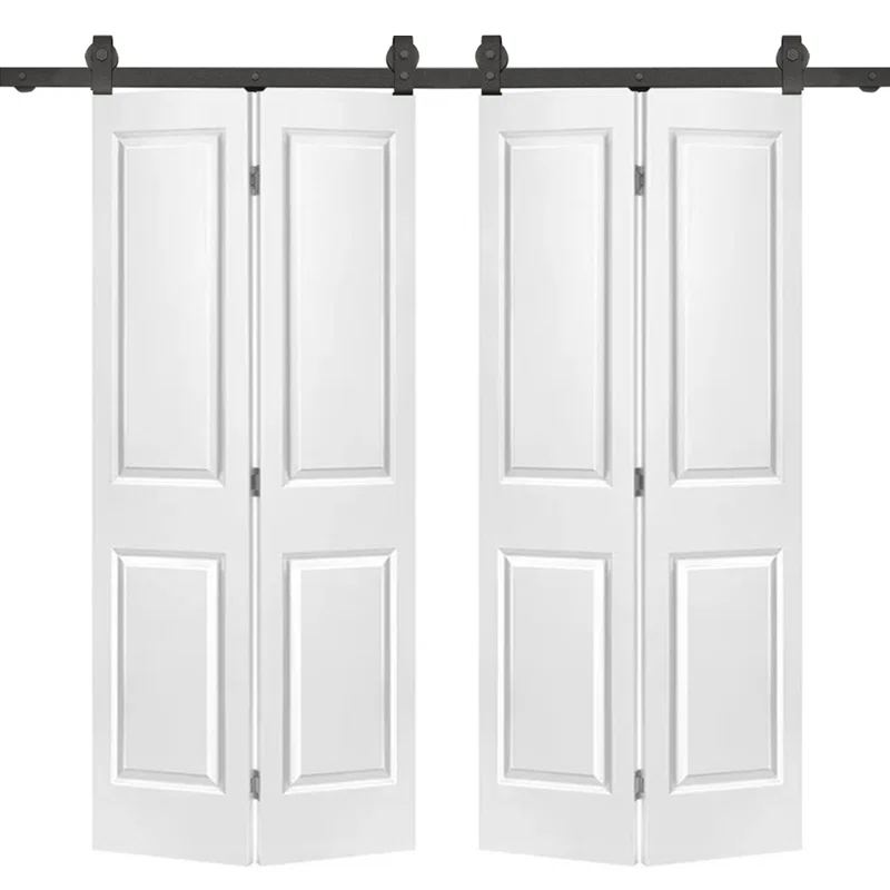 Calhome Paneled MDF Composite Double Bifold Barn Doors with Installation Hardware Kit