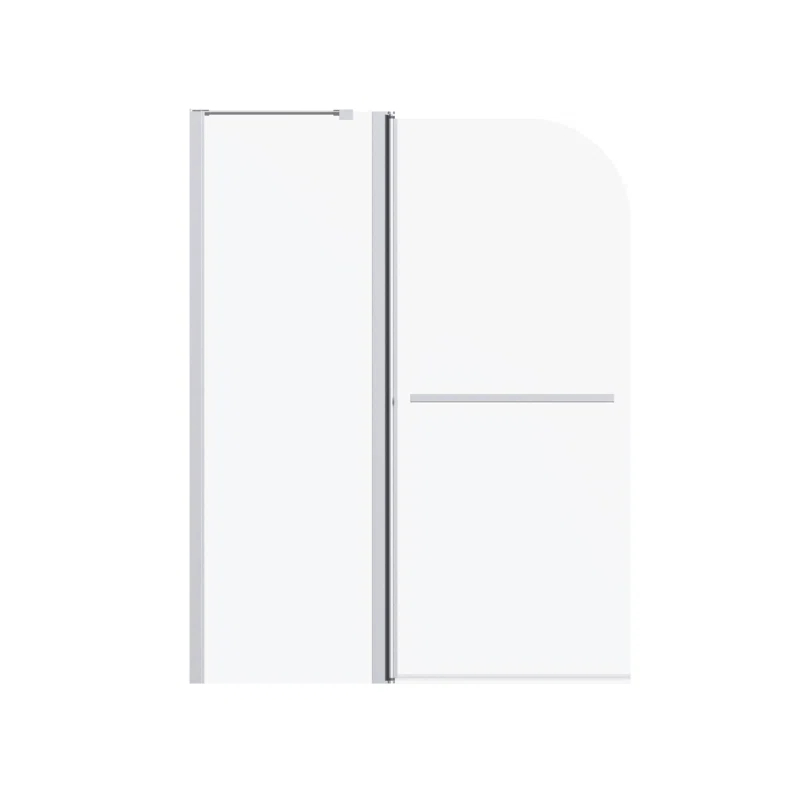 Tryimagine 43 In. W * 58 In. H Frameless Folding Shower Doors For Bathtub, 1/4" (6Mm) Thick SGCC Tempered Glass Door, Bathroom Pivot Tub Glass Door CCNPPcc-W1552P173133