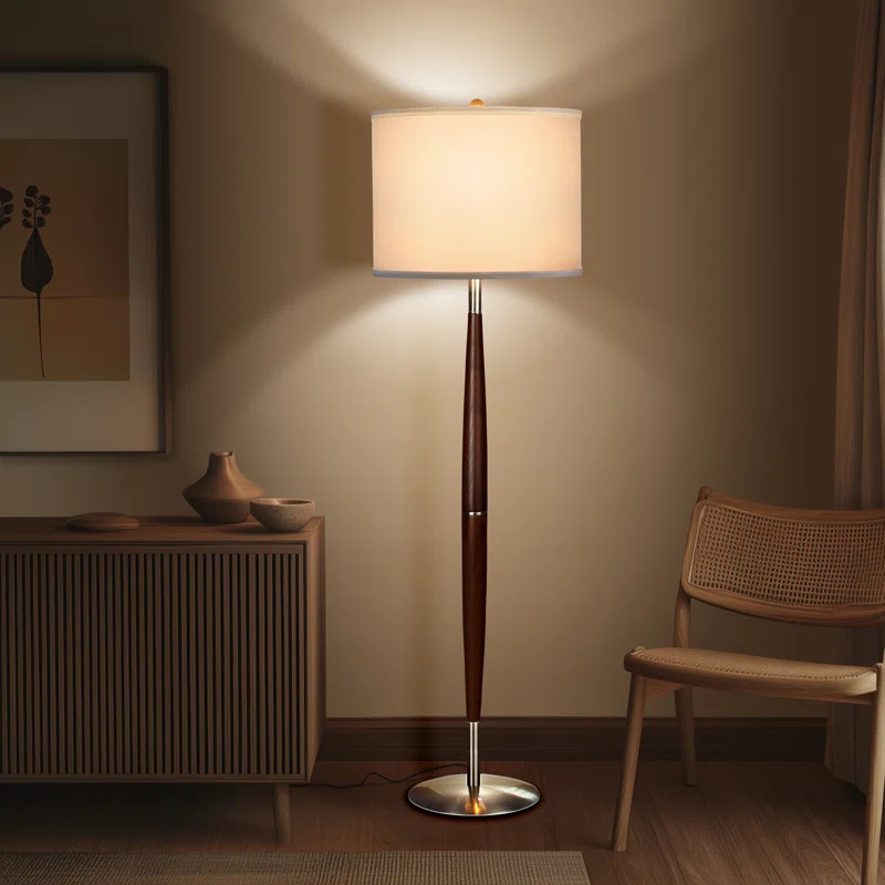 Lucas 61 in. Mid-Century Modern 1-Light LED Energy Efficient Floor Lamp