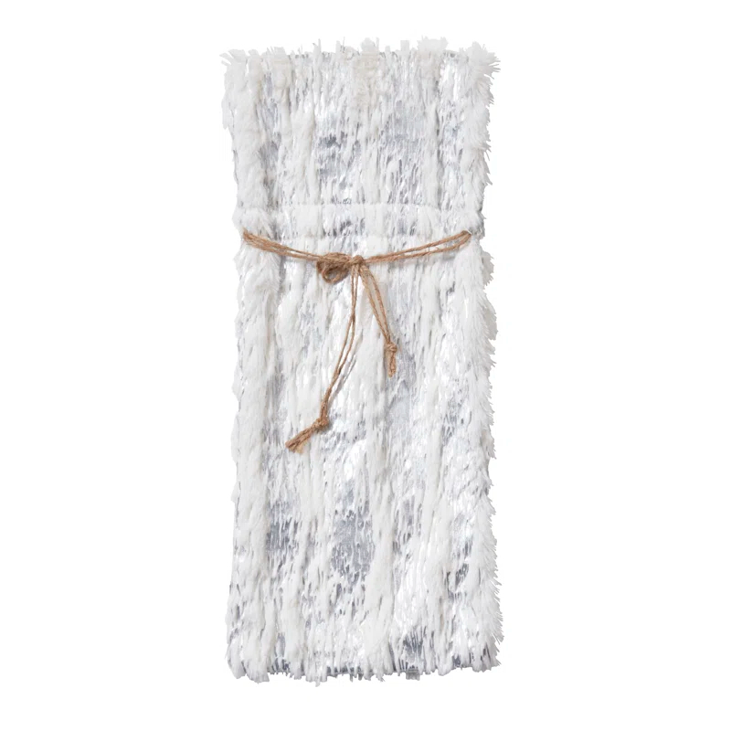 Saro Faux Fur With Brushed Metallic Foil Print Bottle Bag (Set of 12)