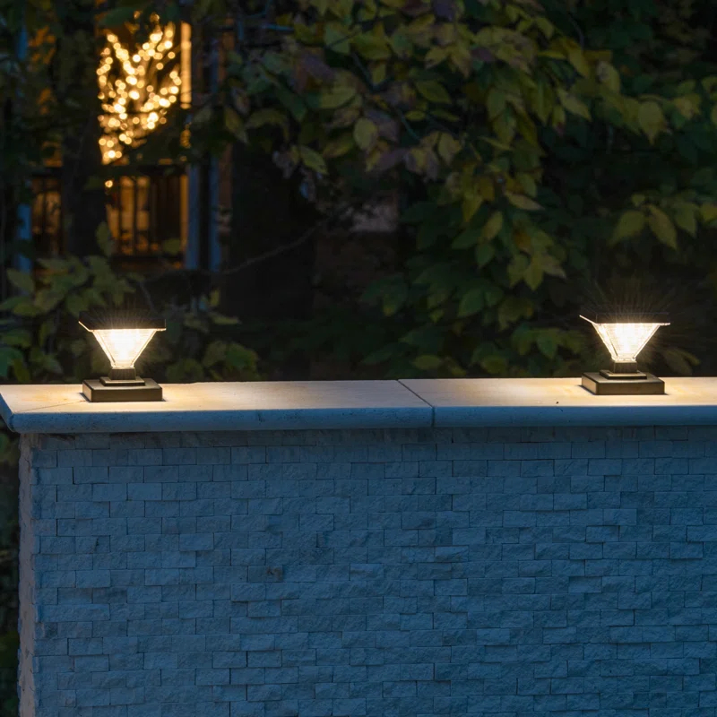 Luxor Black 4x4 and 5x5 Solar LED Deck Post Cap Light with Warm White and Hi/Lo Mode for Backyard and Wood Fence(2-Pack) (Set of 2)