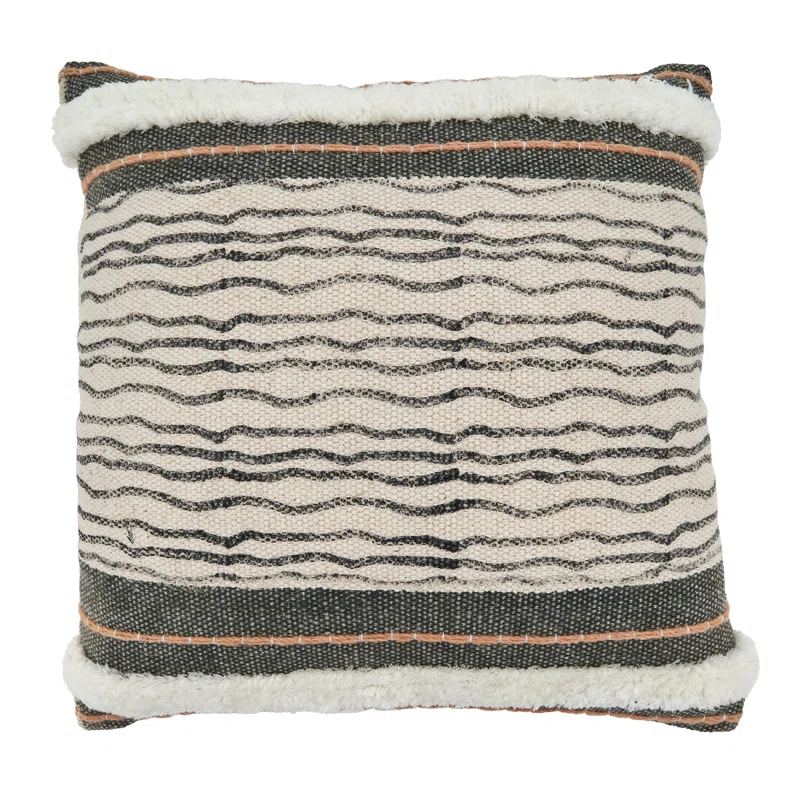 Saro Sadie Collection Appliqued Cotton Throw Pillow