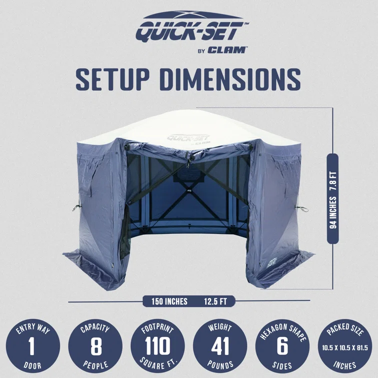 Clam CLAM Quick-Set Pavilion Portable Outdoor Canopy Shelter