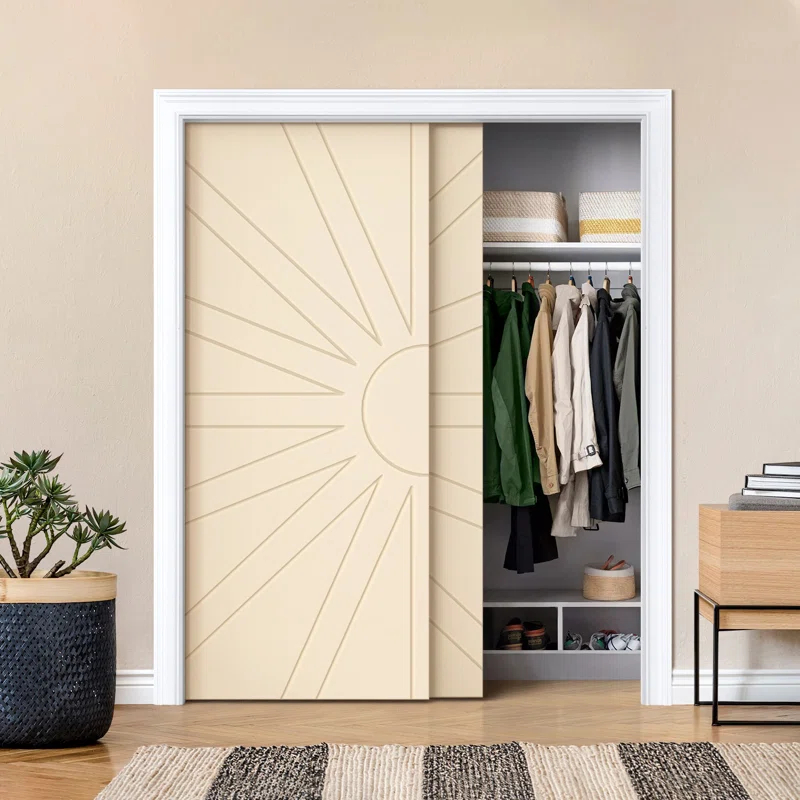 Calhome Hollow Paneled Painted Sliding Closet Doors
