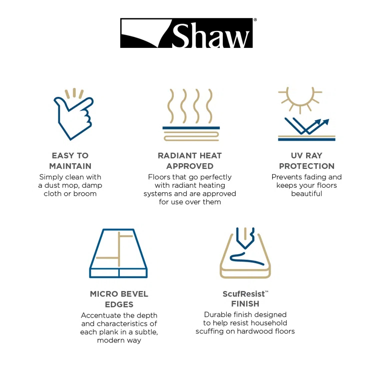 Shaw Amberwood Oak 3.8" Thick x 5" Wide x Varying Length Engineered Hardwood Flooring