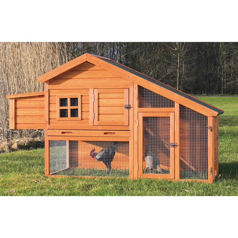 TRIXIE TRIXIE 2-Story Weatherproof Outdoor Chicken Coop, 2 Nesting Boxes, Fits 2 Std Chickens or 4 Bantams