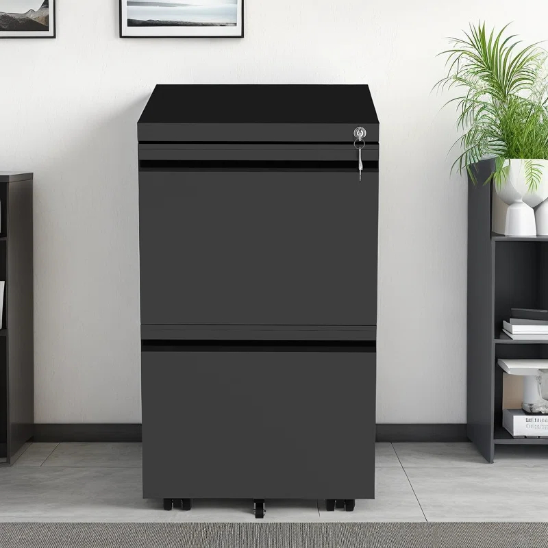 15.4" Wide 2 Drawer Lockable Mobile Steel Vertical File Cabinet with Lock for Home Office