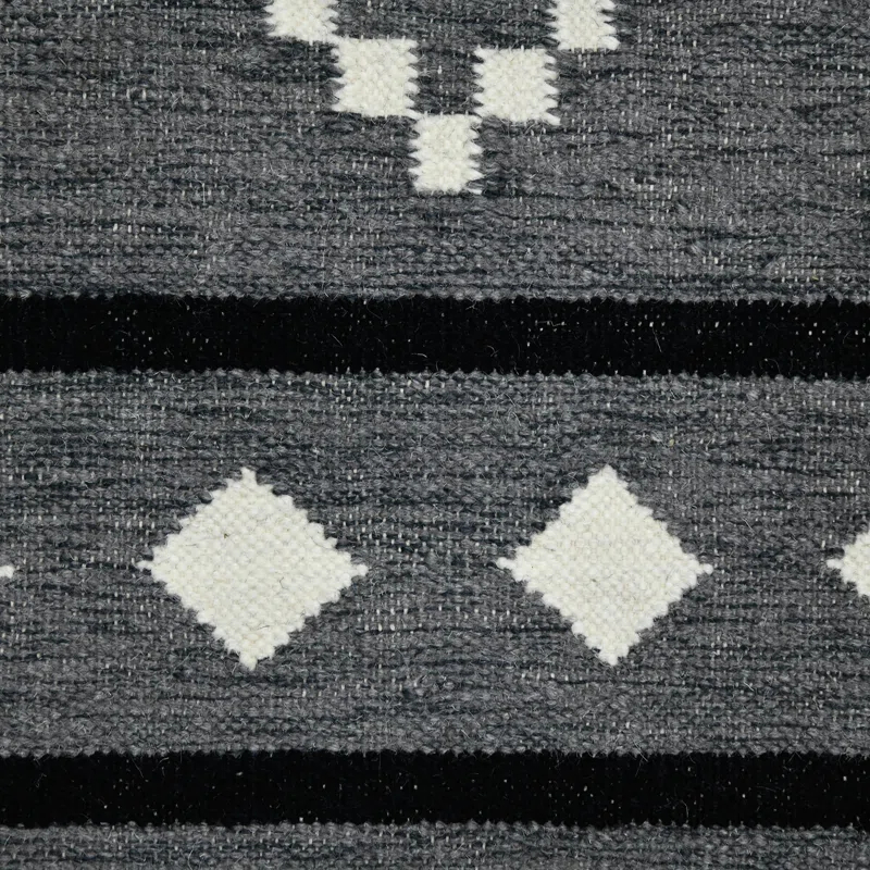 Union Rustic Oneil Moroccan Handmade Wool Gray Area Rug