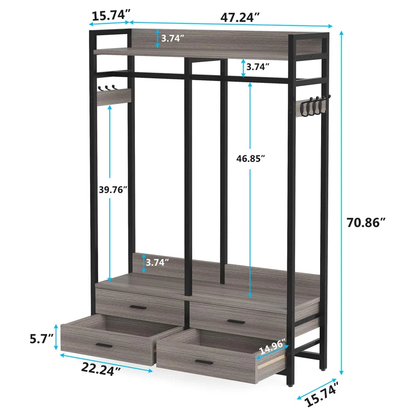 Heavy Duty Garment Rack With 4 Drawers