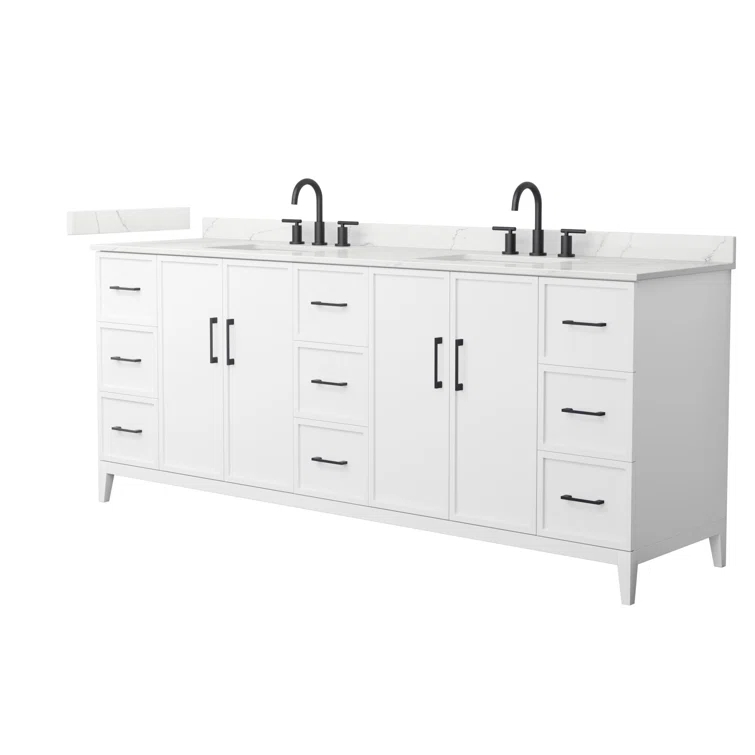 Wyndham Collection Elan 84'' Double Bathroom Vanity with Quartz Top