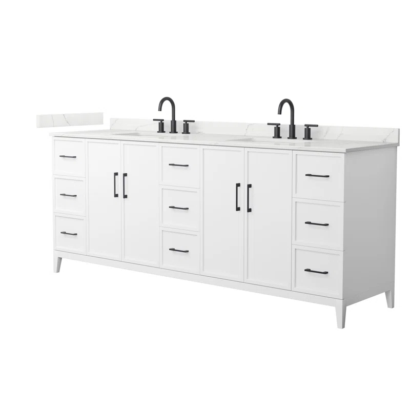 Wyndham Collection Elan 84'' Double Bathroom Vanity with Quartz Top