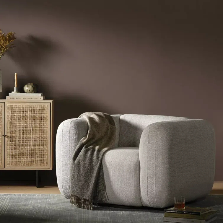 Nara 35.5'' Luxurious Brown Swivel Armchair with Soft Upholstery