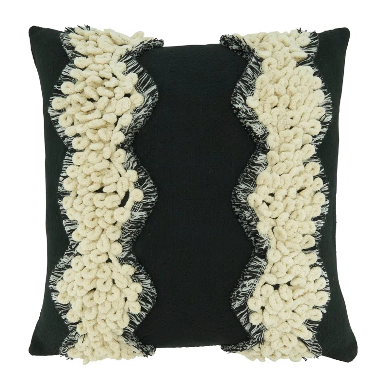Saro Evelyn Collection Tassels Cotton Throw Pillow