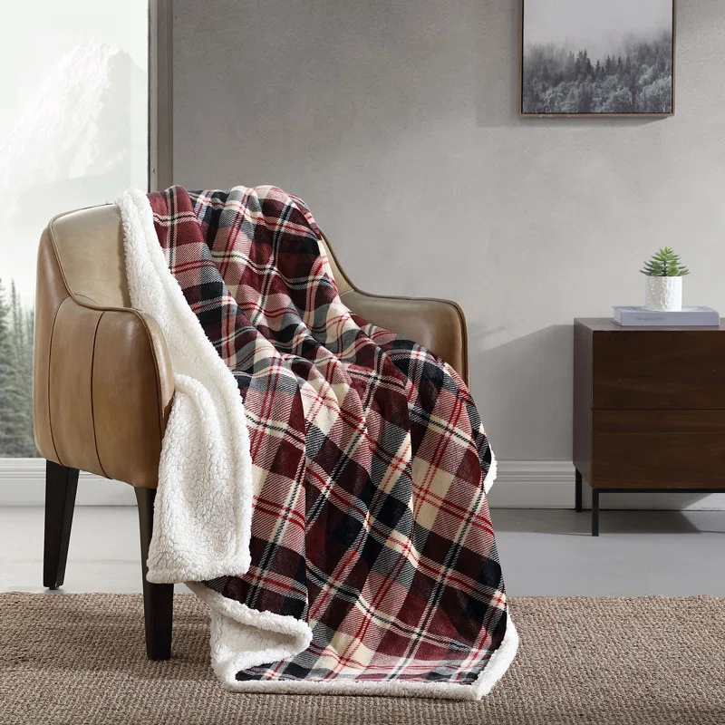 Eddie Bauer Printed Plush Fleece/Sherpa Throw Blankets