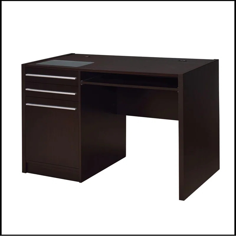 Hokku Designs Connect-it Office Desk with Charging Station in Cappuccino Lift-top storage contains power outlet