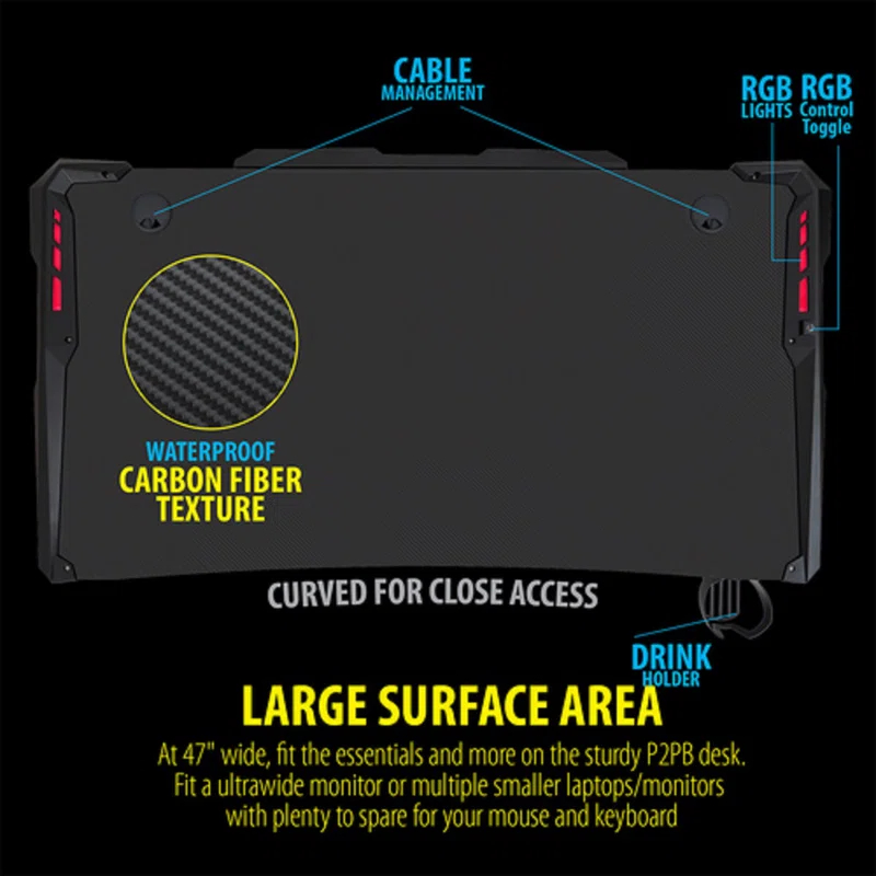 Inbox Zero Déco Gear 47" LED Carbon Fiber Surface Gaming Desk & Reviews | Wayfair