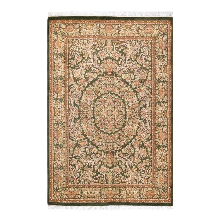Solo Rugs Classic Hand Knotted Wool Traditional Mogul Green Area Rug 4' 1" x 6' 3" & Reviews | Perigold