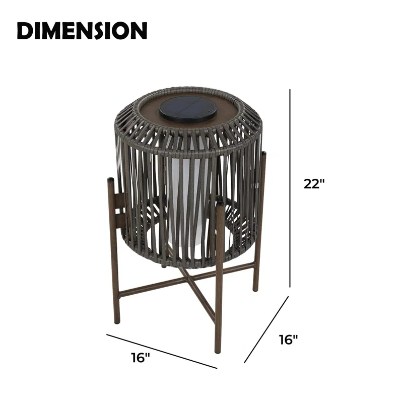 Decorative Light With Brown Wicker, Integrated LED Solar Lamp For Porch, Garden, Patio, Enjoy Eco-Friendly Illumination, Baffin Taupe