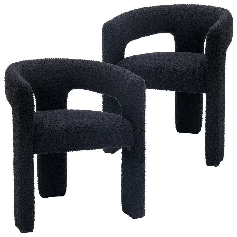 wahson office chair Modern Dining Chairs Barrel Dining Chair Upholstered Dining Room Chair with Arm Comfy Accent Side Chair for Dining Room/Living Room (Set of 2)