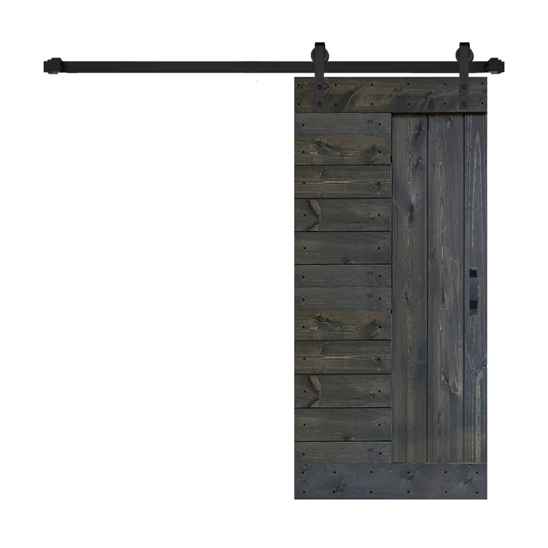IsLife L Series Paneled Solid Wood Sliding Barn Door with Installation Hardware Kit -Assembly Needed