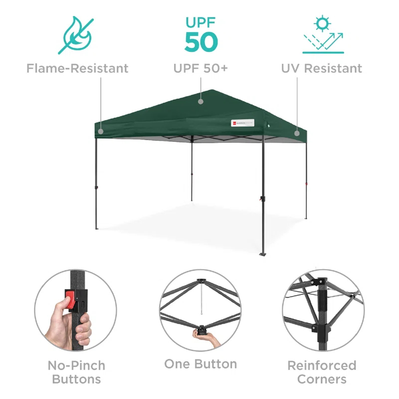 Best Choice Products Best Choice Products Easy Setup Pop Up Canopy W/ 1-Button Setup, Wheeled Case, 4 Weight Bags