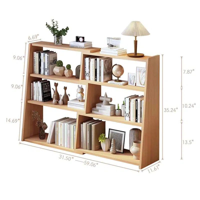 Latitude Run® Wooden Extendable Shelf Bookcase - 3-Tier Ladder Low Short Bookshelf For Small Space Or Corner