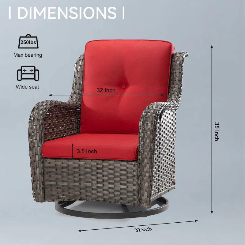 COZYWOR Swivel Wicker Patio Chair with Cushions (Set of 2)