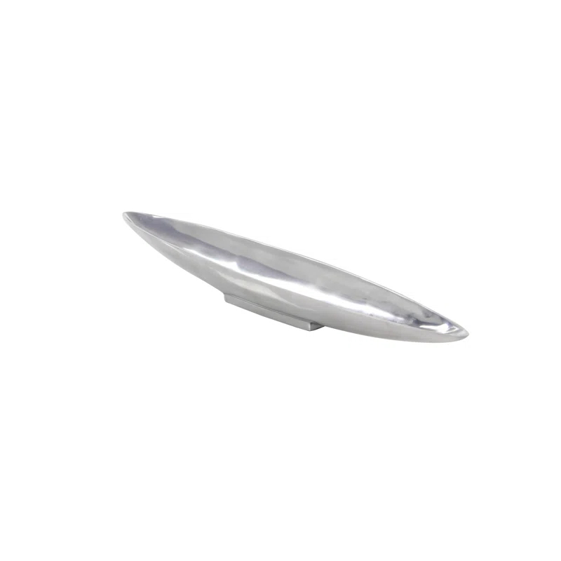 Hurtt Aluminum Metal Sleek Minimalistic Boat Decor Silver Tray