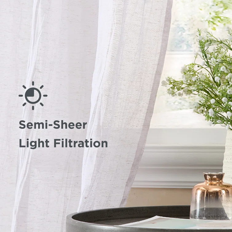 Solid Semi-Sheer Curtain Panels (Set of 2)