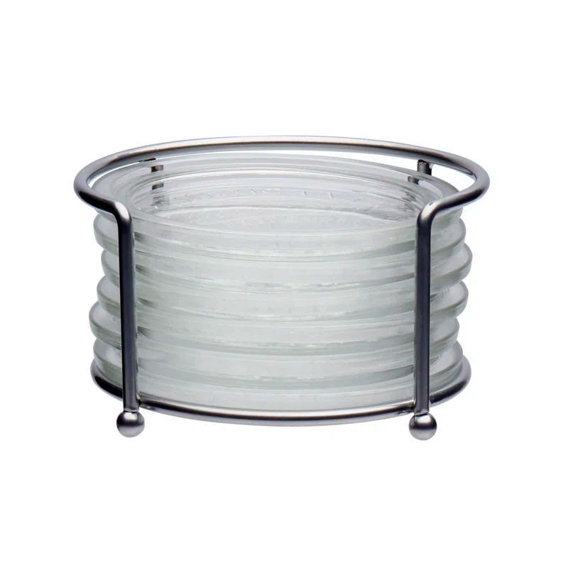 Mason Craft & More Glass Round 6 Piece Coasters Set