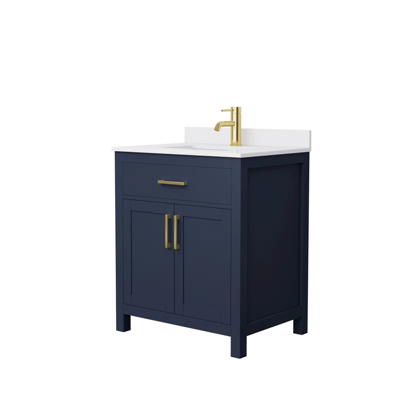 Wyndham Collection Beckett 30" Freestanding Single Bathroom Vanity with Cultured Marble Top