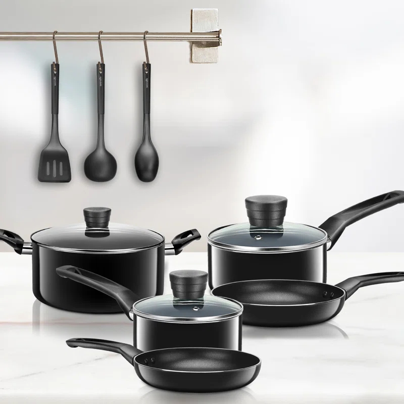 SereneLife 11 - Piece Non-Stick Aluminum Cookware Set