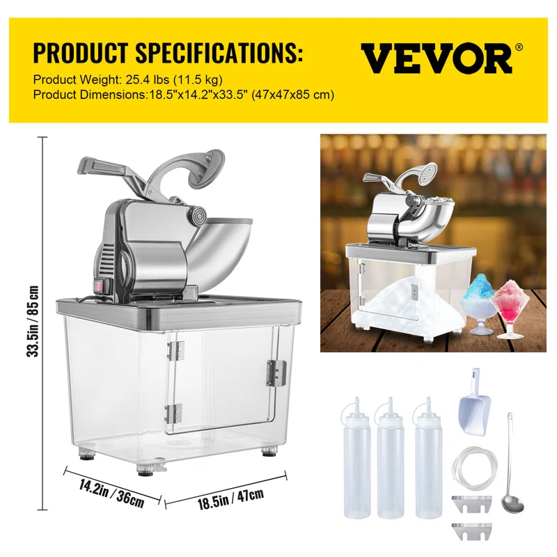 VEVOR VEVOR Shaved Ice Machine Countertop Snow Cone Maker