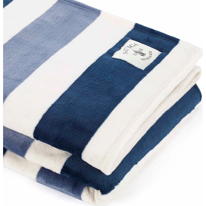 Nautica Nautica Awning Stripe Ultra Soft Plush Throw Blanket