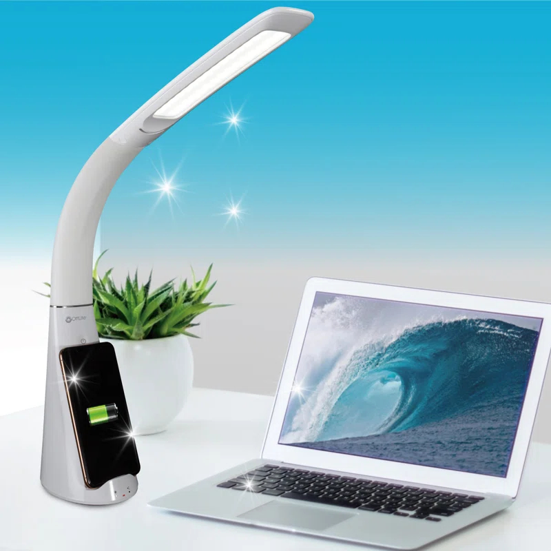 OttLite OttLite Purify LED Sanitizing Desk Lamp with Wireless Charging, Touch Activated, Flexible Neck
