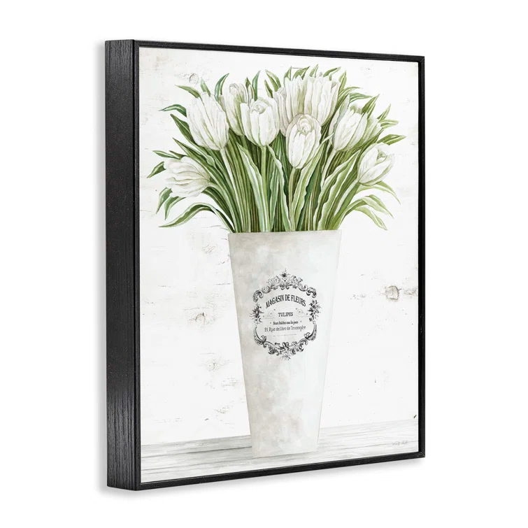 Stupell Industries Tulip Bouquet in Parisian Vase Floral Arrangement by Cindy Jacobs - Graphic Art Print