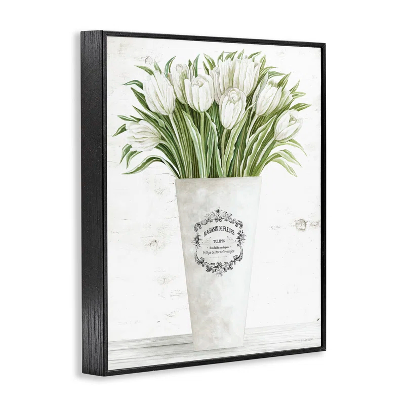 Stupell Industries Tulip Bouquet in Parisian Vase Floral Arrangement by Cindy Jacobs - Graphic Art Print