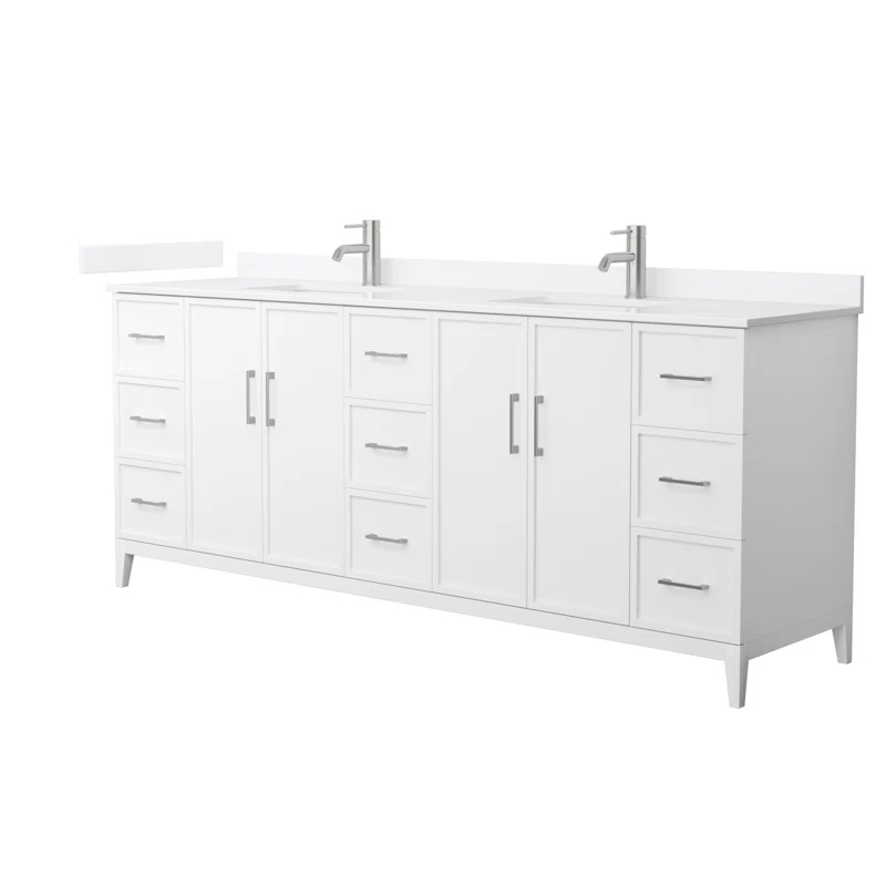 Wyndham Collection Elan 84'' Double Bathroom Vanity with Quartz Top