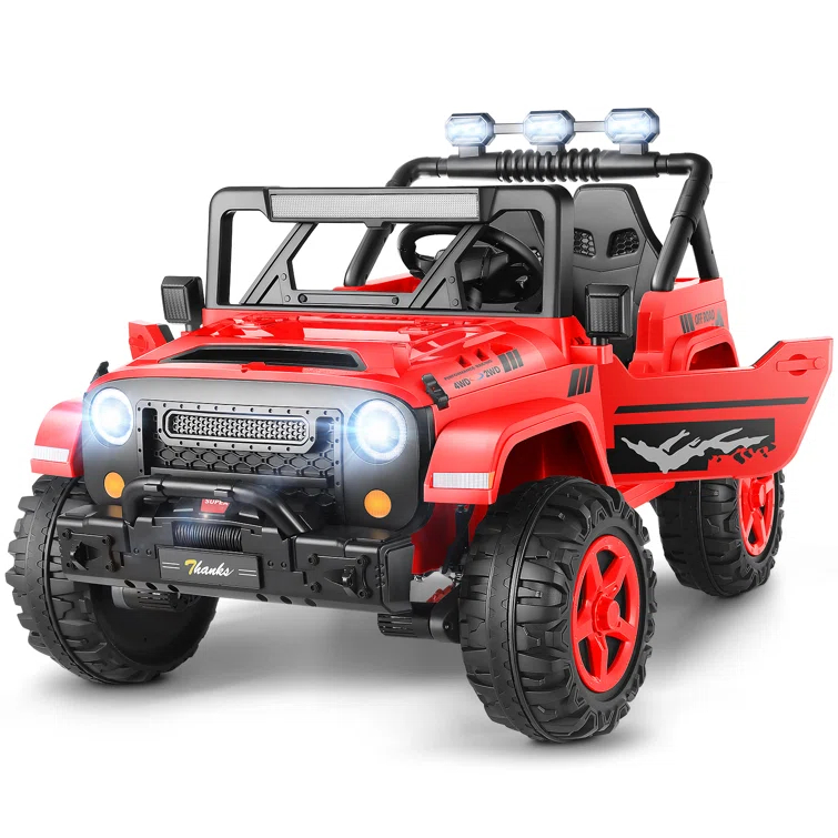 Ancheer Alex 24V 4WD//2WD Ride On Jeep Truck,2 Seater Kids UTV With 4X200w Powerful Engine,Remote Control,Bluetooth,20 Wide Seat,Vehicles for Kids Toddlers