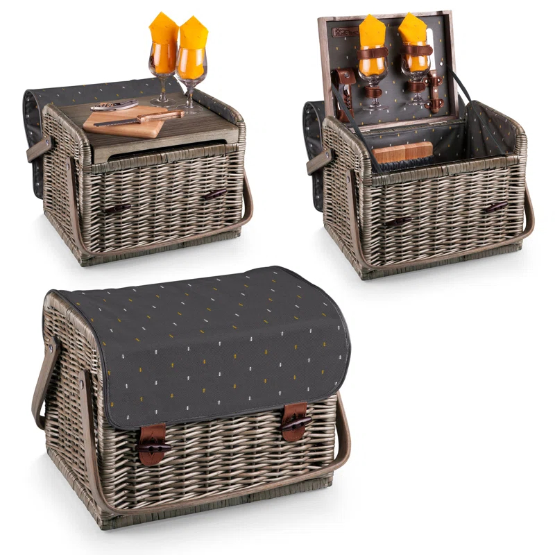 Picnic Time Kabrio Wine & Cheese Picnic Basket with Picnic Set 2