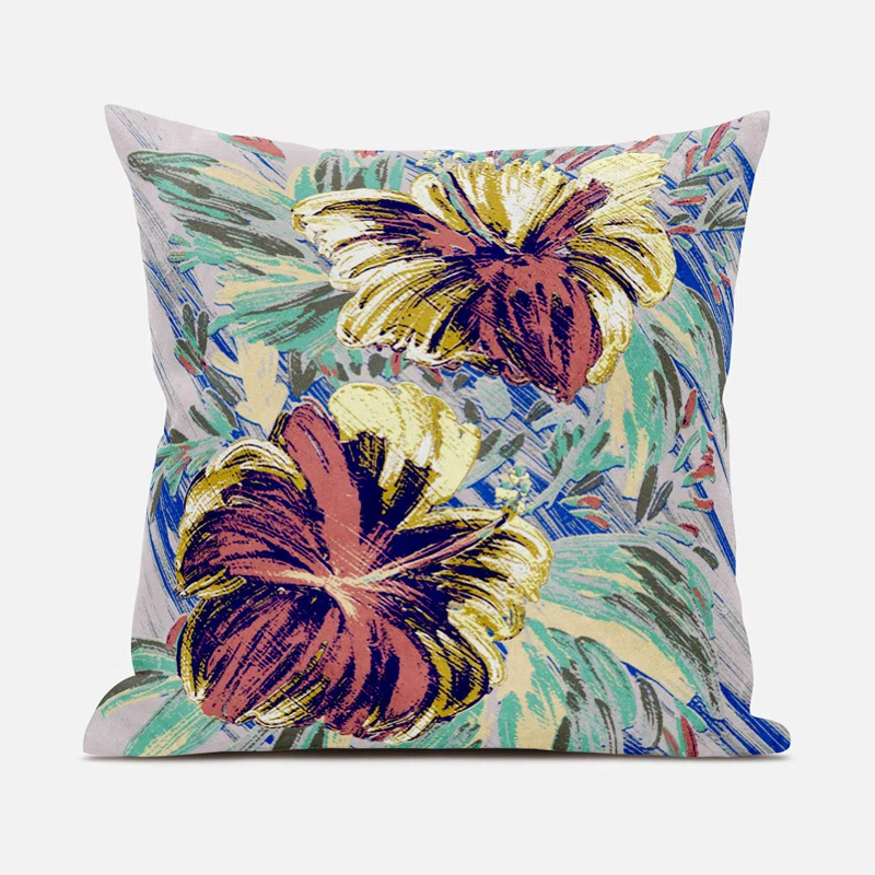AmritaSen Floral Indoor/Outdoor Reversible Throw Pillow