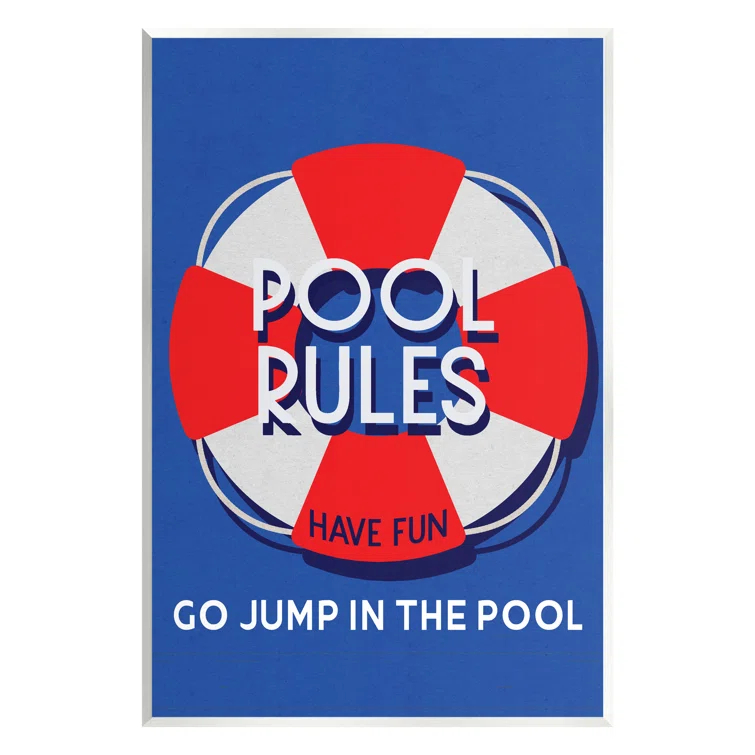 Stupell Industries Bb-543-Wood " Pool Rules Nautical Phrase " by Lil' Rue