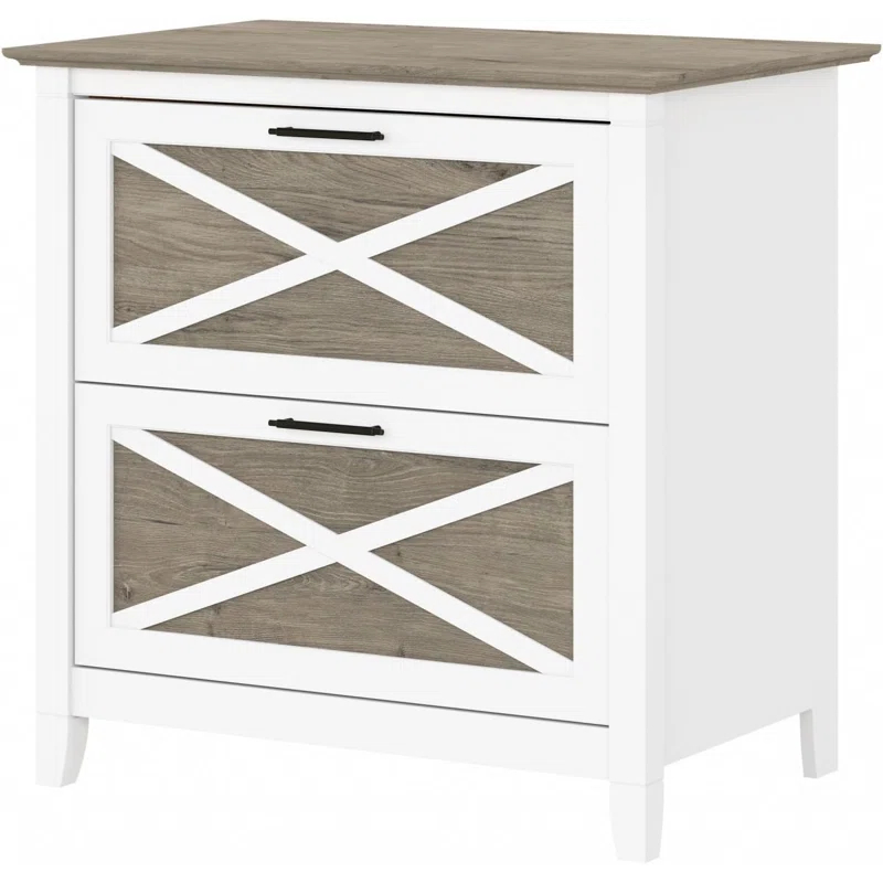 Gracie Oaks Lateral File Cabinet, Modern Farmhouse 2 Drawer File Cabinet For Home Office