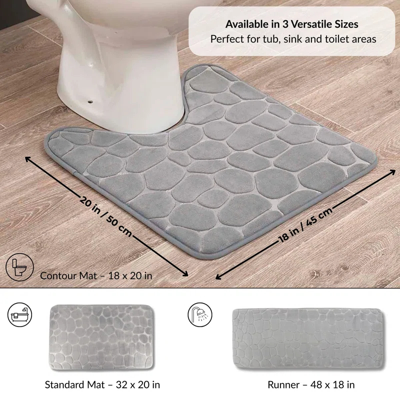 Evideco Contour Bath Rug Memory Foam Mat 3D Pebble 20”L x 20”W
