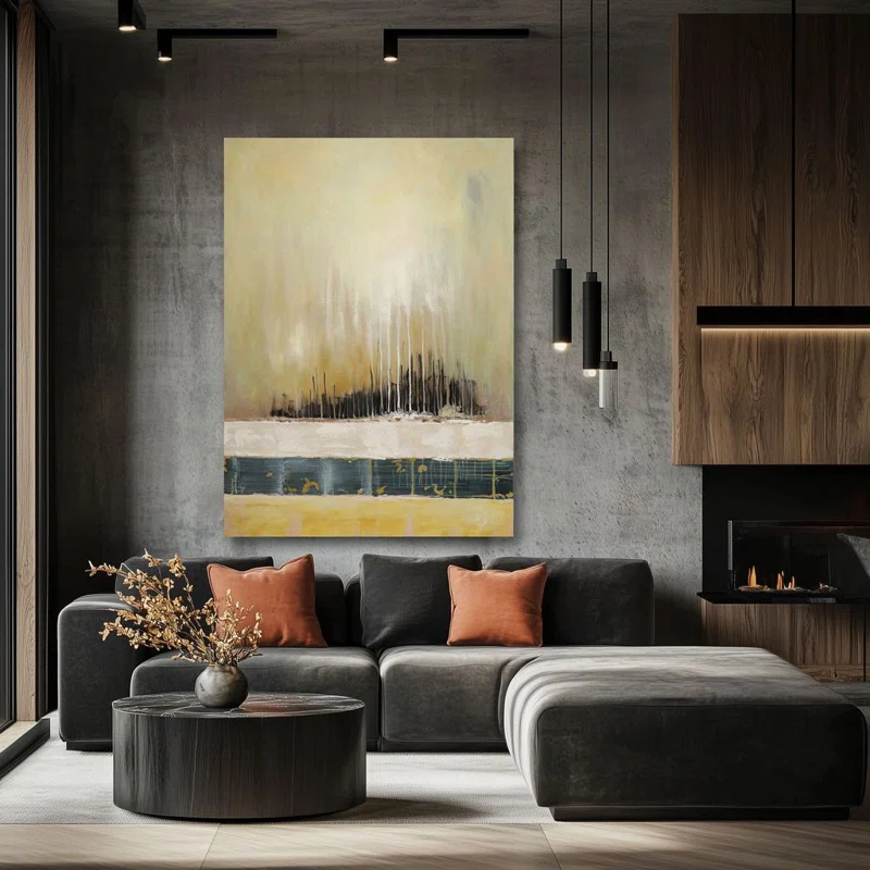Aria Home Soleron Frameless Oil Painting Large Hand-Painted Canvas Wall Art 31"X47"