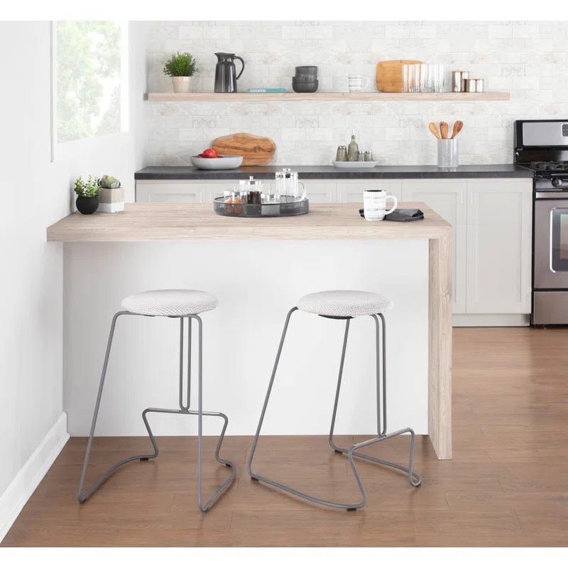 George Oliver Upholstered Counter Stool with Metal Frame (Set of 2)