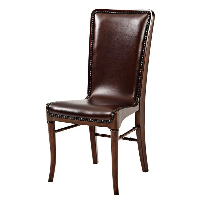 Theodore Alexander Vanucci Eclectics 19.75'' H Genuine Leather Upholstered Side Chair (Set of 2)