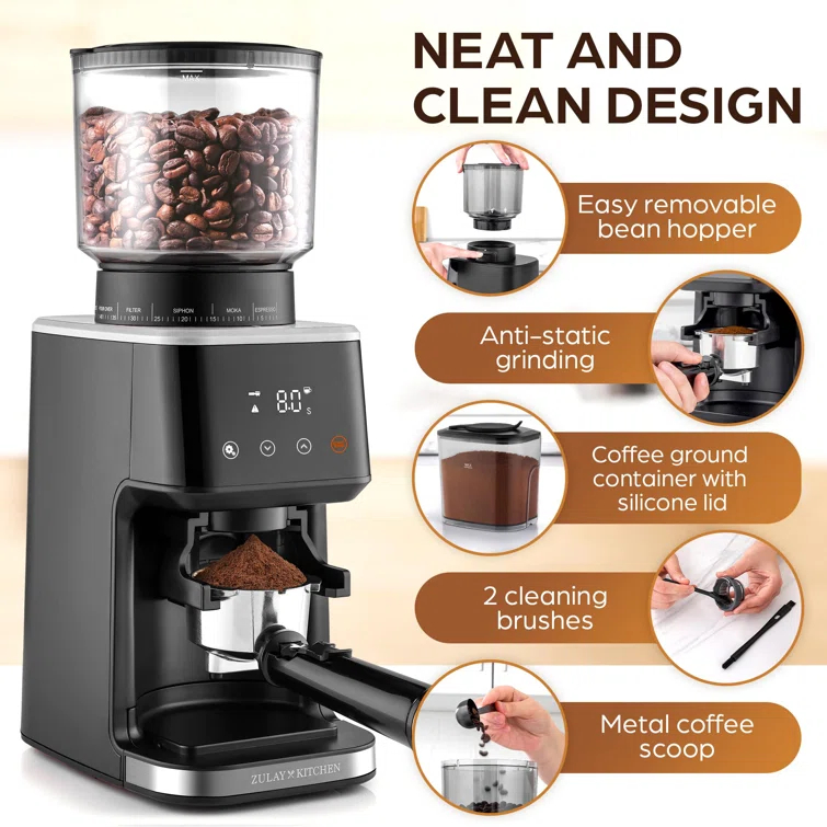 Zulay Kitchen Zulay Kitchen Adjustable Burr Coffee Grinder, Commercial Automatic Conical Coffee Bean Grinder